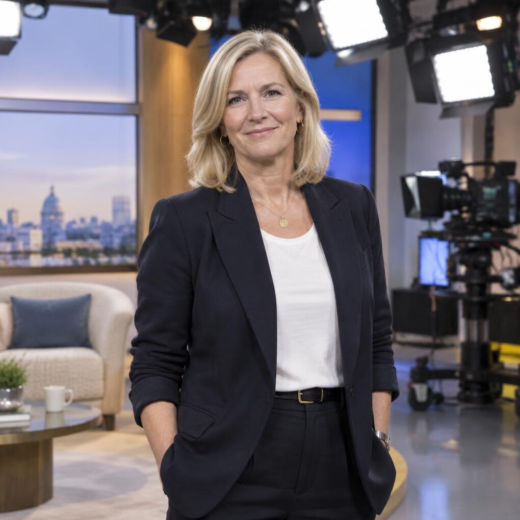 Studio founder standing on set between filming takes